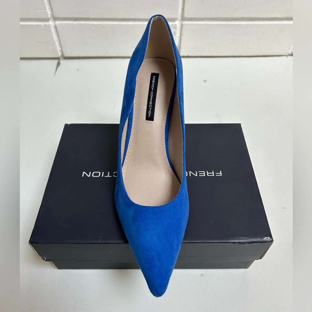 French Connection Blue Suede Leather Heels Size 10/11 💙